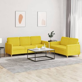 Sofa set with cushions 2 pieces light yellow fabric by , Sofas - Ref: Foro24-3202123, Price: 479,93 €, Discount: %