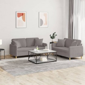 Sofagarnitur mit Kissen, 2-teilig, taupegrauer Stoff von , Sofas - Ref: Foro24-3202109, Preis: 469,99 €, Rabatt: %