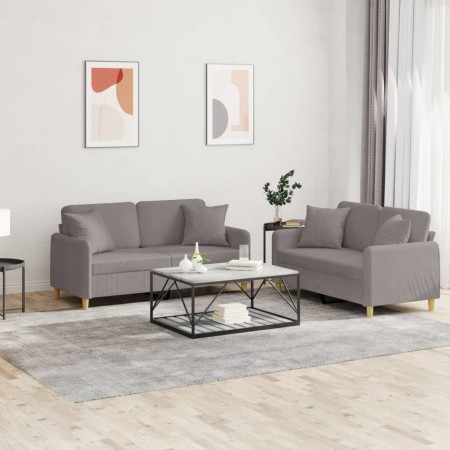 Sofagarnitur mit Kissen, 2-teilig, taupegrauer Stoff von , Sofas - Ref: Foro24-3202109, Preis: 469,71 €, Rabatt: %