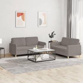 Sofa set with cushions 2 pieces taupe gray fabric by , Sofas - Ref: Foro24-3202093, Price: 446,99 €, Discount: %