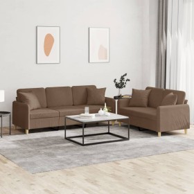 Sofa set with cushions 2 pieces brown fabric by , Sofas - Ref: Foro24-3202137, Price: 514,01 €, Discount: %