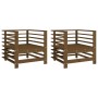 Garden armchairs 2 units solid honey brown pine wood by , Modular outdoor sofas - Ref: Foro24-825628, Price: 174,99 €, Discou...