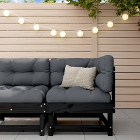 Garten-Ecksofa aus massivem schwarzem Kiefernholz von , Modulare Sofas für den Außenbereich - Ref: Foro24-825370, Preis: 69,9...