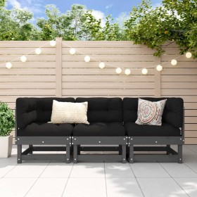 Garden furniture set 3 pieces solid gray pine wood by , Modular outdoor sofas - Ref: Foro24-825417, Price: 187,99 €, Discount: %