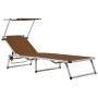 Folding sun lounger with aluminum roof and brown textilene. by vidaXL, Loungers - Ref: Foro24-44336, Price: 85,99 €, Discount: %