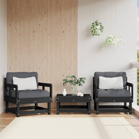 Gartensessel 2 Einheiten aus massivem schwarzem Kiefernholz von , Modulare Sofas für den Außenbereich - Ref: Foro24-825391, P...