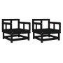 Garden armchairs 2 units solid black pine wood by , Modular outdoor sofas - Ref: Foro24-825391, Price: 131,59 €, Discount: %