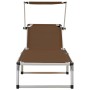 Folding sun lounger with aluminum roof and brown textilene. by vidaXL, Loungers - Ref: Foro24-44336, Price: 85,99 €, Discount: %