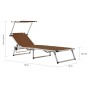 Folding sun lounger with aluminum roof and brown textilene. by vidaXL, Loungers - Ref: Foro24-44336, Price: 85,99 €, Discount: %