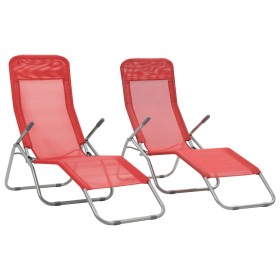 Folding sun loungers 2 units red textilene by vidaXL, Loungers - Ref: Foro24-44339, Price: 105,99 €, Discount: %