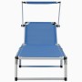 Folding lounger with aluminum and blue textilene roof by vidaXL, Loungers - Ref: Foro24-44332, Price: 96,99 €, Discount: %