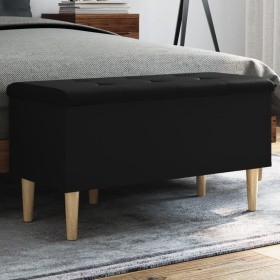 Black engineered wood storage bench 82x42x46 cm by , Benches for halls and storage - Ref: Foro24-835076, Price: 75,07 €, Disc...