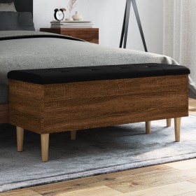 Brown oak engineered wood storage bench 102x42x46cm by , Benches for halls and storage - Ref: Foro24-835088, Price: 99,51 €, ...