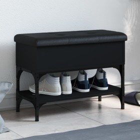 Black engineered wood shoe bench 62x32x45 cm by , Benches for halls and storage - Ref: Foro24-835167, Price: 57,50 €, Discoun...