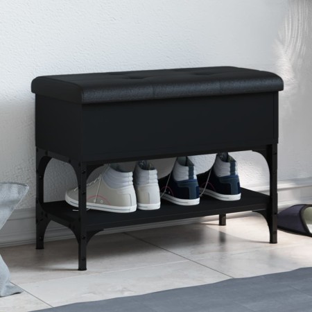 Black engineered wood shoe bench 62x32x45 cm by , Benches for halls and storage - Ref: Foro24-835167, Price: 57,14 €, Discoun...