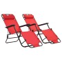 Folding sun loungers with footrest 2 units red steel by vidaXL, Loungers - Ref: Foro24-44344, Price: 106,40 €, Discount: %