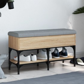 Shoe bench engineered wood Sonoma oak 82x32x45 cm by , Benches for halls and storage - Ref: Foro24-835173, Price: 70,68 €, Di...