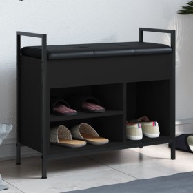 Black engineered wood shoe bench 65.5x32x57.5 cm by , Benches for halls and storage - Ref: Foro24-835202, Price: 78,99 €, Dis...