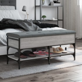 Sonoma gray engineered wood shoe bench 102x42x45 cm by , Benches for halls and storage - Ref: Foro24-835200, Price: 91,99 €, ...