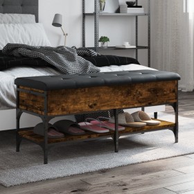 Shoe bench engineered wood smoked oak 102x42x45 cm by , Benches for halls and storage - Ref: Foro24-835199, Price: 88,32 €, D...