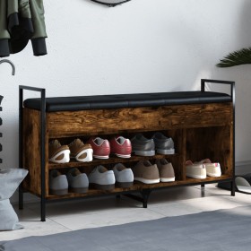 Engineered wood shoe bench smoked oak 105.5x32x57.5 cm by , Benches for halls and storage - Ref: Foro24-835214, Price: 82,99 ...