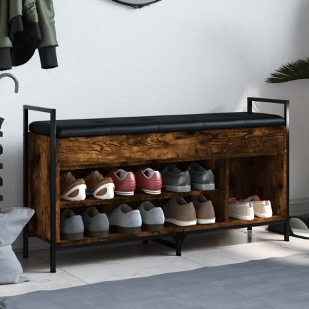 Engineered wood shoe bench smoked oak 105.5x32x57.5 cm by , Benches for halls and storage - Ref: Foro24-835214, Price: 81,72 ...