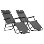 Folding sun loungers with footrest 2 units gray steel by vidaXL, Loungers - Ref: Foro24-44345, Price: 115,71 €, Discount: %