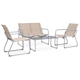 Juego de muebles de jardín 4 piezas tela y acero crema de vidaXL, Conjuntos de jardín - Ref: Foro24-44353, Precio: 140,99 €, ...