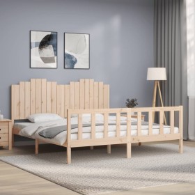 Bed frame with solid wood headboard 180x200 cm by , Beds and slatted bases - Ref: Foro24-3192311, Price: 189,99 €, Discount: %