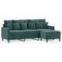 Sofá de 3 plazas con taburete de terciopelo verde oscuro 180 cm de , Sofás - Ref: Foro24-3201109, Precio: 349,15 €, Descuento: %