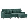 Sofá de 3 plazas con taburete de terciopelo verde oscuro 180 cm de , Sofás - Ref: Foro24-3201109, Precio: 349,15 €, Descuento: %