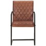 Cantilever dining chairs 4 units brown genuine leather by , dining chairs - Ref: Foro24-3057792, Price: 550,93 €, Discount: %