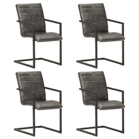 Cantilever dining chairs 4 units gray genuine leather by , dining chairs - Ref: Foro24-3059807, Price: 559,99 €, Discount: %