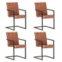 Cantilever dining chairs 4 units brown genuine leather by , dining chairs - Ref: Foro24-3059811, Price: 526,24 €, Discount: %