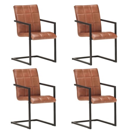 Cantilever dining chairs 4 units brown genuine leather by , dining chairs - Ref: Foro24-3059811, Price: 526,24 €, Discount: %