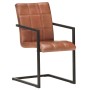 Cantilever dining chairs 4 units brown genuine leather by , dining chairs - Ref: Foro24-3059811, Price: 526,24 €, Discount: %