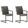 Cantilever dining chairs 2 units genuine leather gray by , dining chairs - Ref: Foro24-321842, Price: 283,73 €, Discount: %