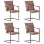 Cantilever dining chair 4 pcs aged brown genuine leather by , dining chairs - Ref: Foro24-3067130, Price: 534,05 €, Discount: %