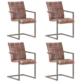 Cantilever dining chair 4 pcs aged brown genuine leather by , dining chairs - Ref: Foro24-3067130, Price: 534,05 €, Discount: %