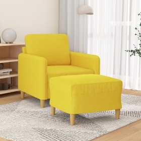 Sillón con taburete tela amarillo claro 60 cm de , Sofás - Ref: Foro24-3201189, Precio: 209,99 €, Descuento: %