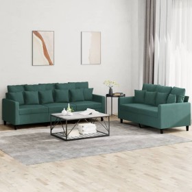 2-piece dark green velvet sofa set with cushions by , Sofas - Ref: Foro24-3201722, Price: 518,27 €, Discount: %