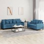 2-piece blue velvet sofa set with cushions by , Sofas - Ref: Foro24-3201729, Price: 516,62 €, Discount: %