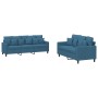 2-piece blue velvet sofa set with cushions by , Sofas - Ref: Foro24-3201729, Price: 516,62 €, Discount: %