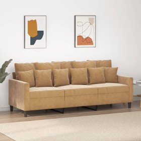 3-seater brown velvet sofa 180 cm by , Sofas - Ref: Foro24-359320, Price: 296,68 €, Discount: %