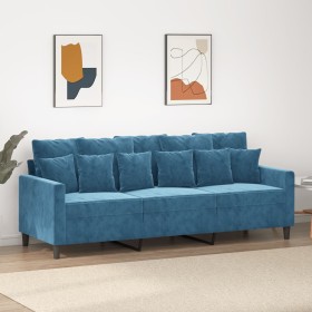 3-Sitzer-Sofa aus blauem Samt, 180 cm von , Sofas - Ref: Foro24-359322, Preis: 296,99 €, Rabatt: %