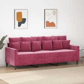 3-Sitzer-Sofa aus rotem Samt 180 cm von , Sofas - Ref: Foro24-359317, Preis: 296,68 €, Rabatt: %