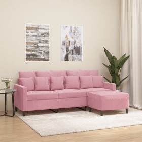 3-Sitzer-Sofa mit rosa Samthocker180 cm von , Sofas - Ref: Foro24-3201110, Preis: 344,46 €, Rabatt: %