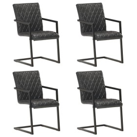 Cantilever dining chairs 4 units black genuine leather by , dining chairs - Ref: Foro24-3057794, Price: 555,37 €, Discount: %