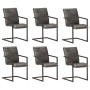 Cantilever Dining Chairs 6 pcs Gray Genuine Leather by , dining chairs - Ref: Foro24-3059808, Price: 849,71 €, Discount: %