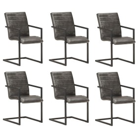 Cantilever Dining Chairs 6 pcs Gray Genuine Leather by , dining chairs - Ref: Foro24-3059808, Price: 849,71 €, Discount: %